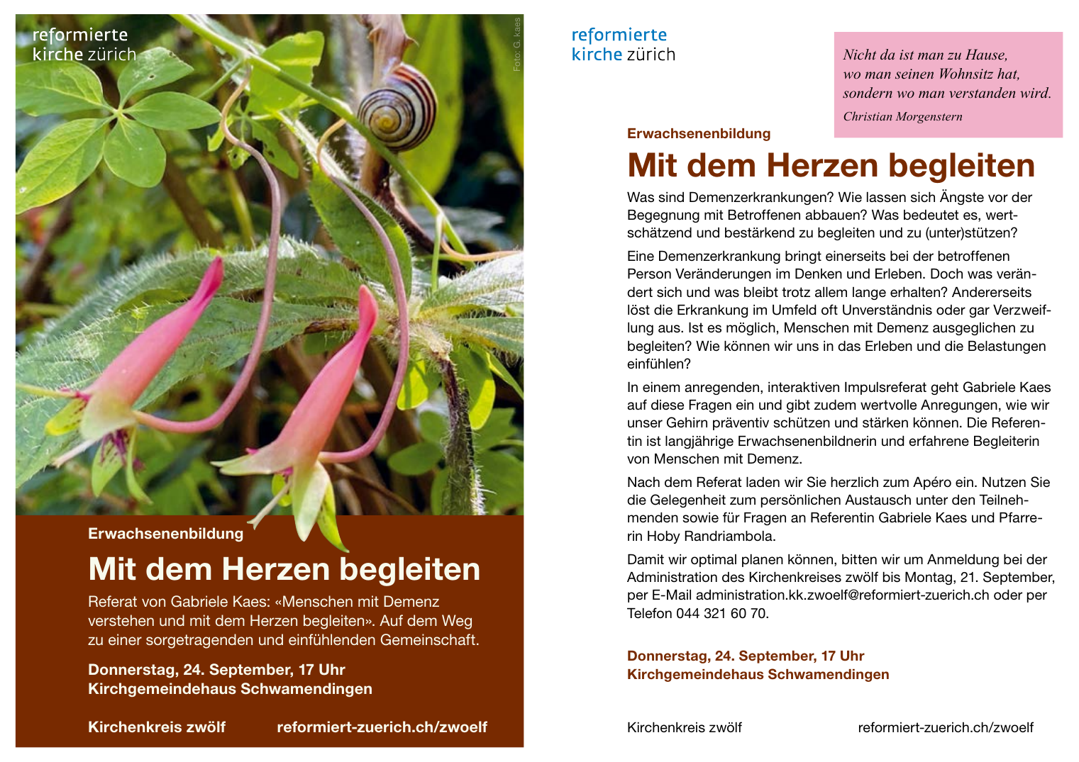 Flyer Mit dem Herzen begleiten mit Gabriele Kaes